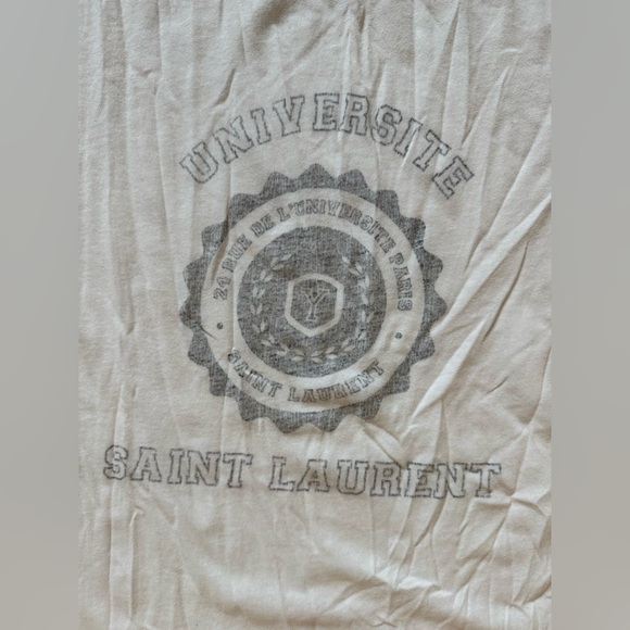 Saint Laurent Paris Université Men’s Graphic T-Shirt White & Black Tee Top EUC - Picture 4 of 6